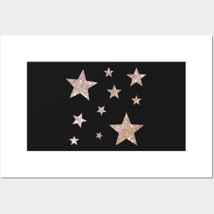 Gold Faux Glitter Stars Posters and Art